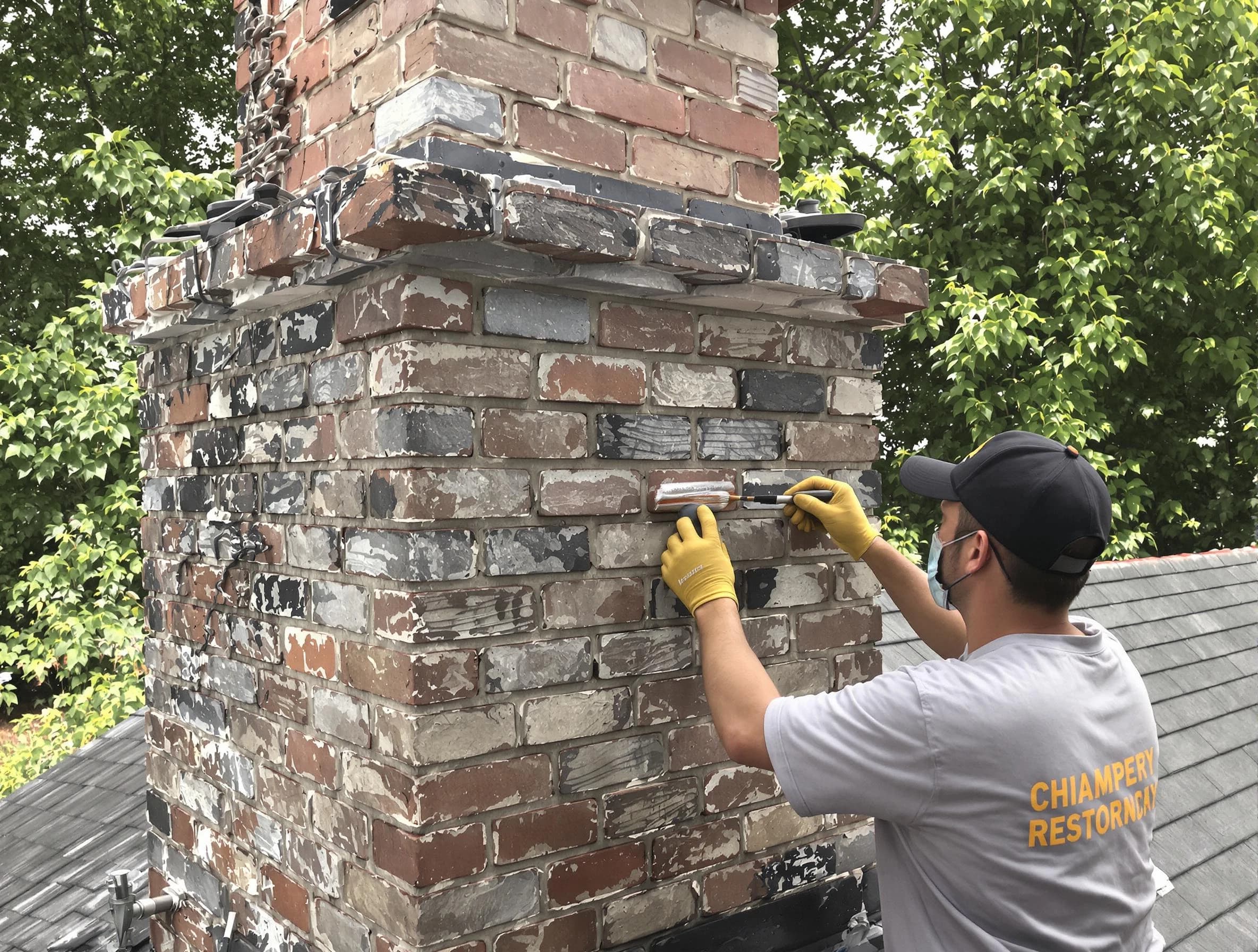 In-progress chimney restoration by Bluffdale Chimney Sweep in Bluffdale, UT