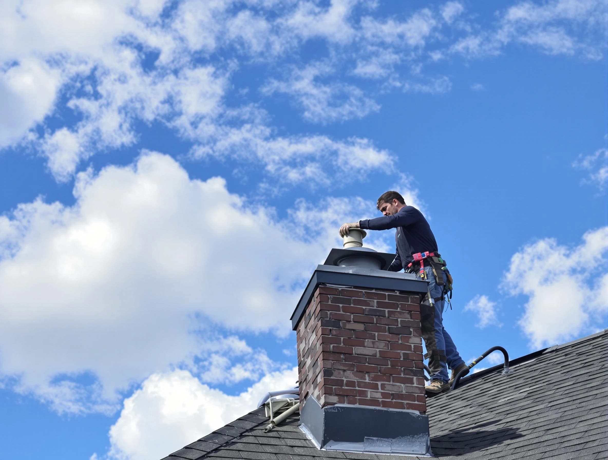 Bluffdale Chimney Sweep installing a sturdy chimney cap in Bluffdale, UT