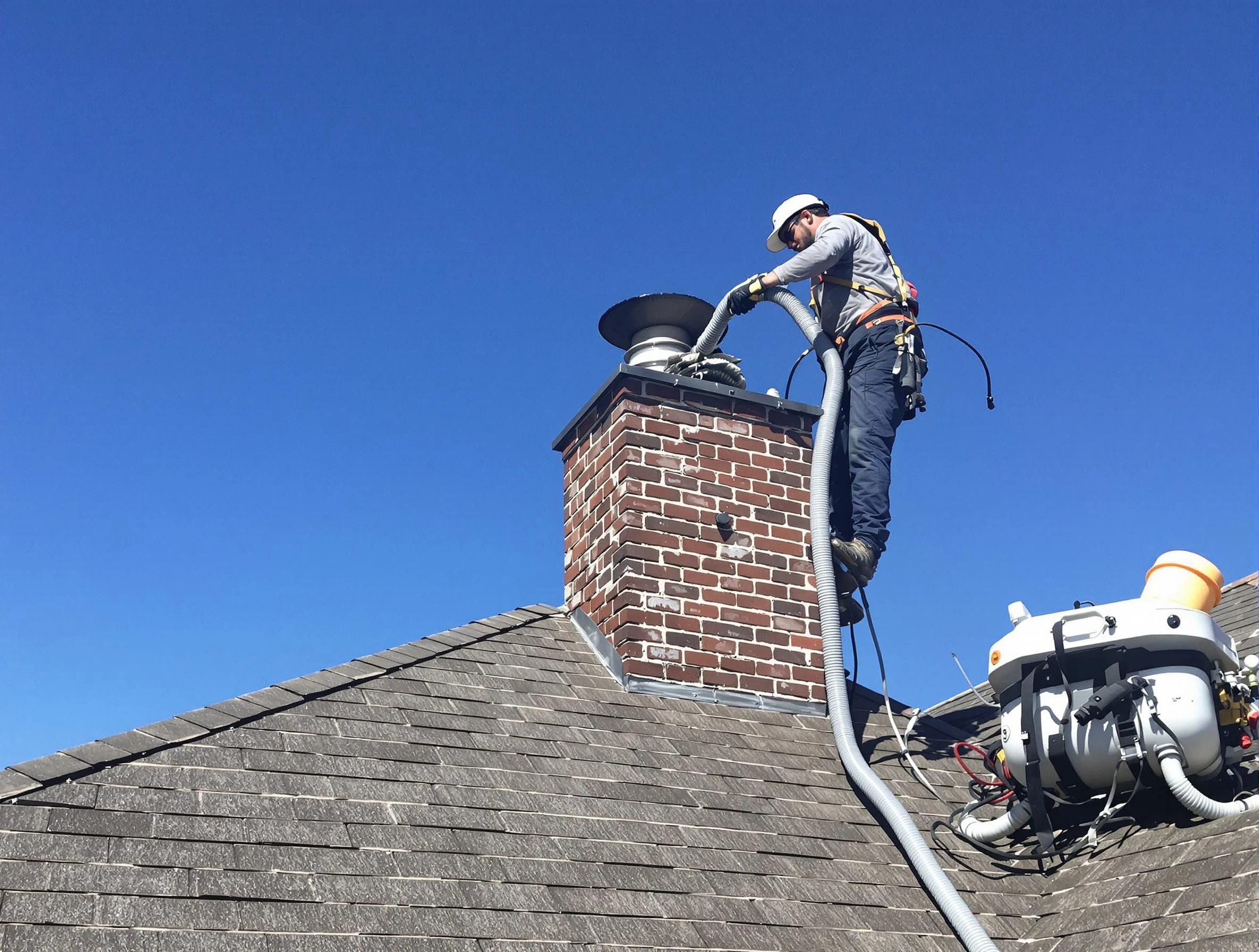 Dedicated Bluffdale Chimney Sweep team member cleaning a chimney in Bluffdale, UT