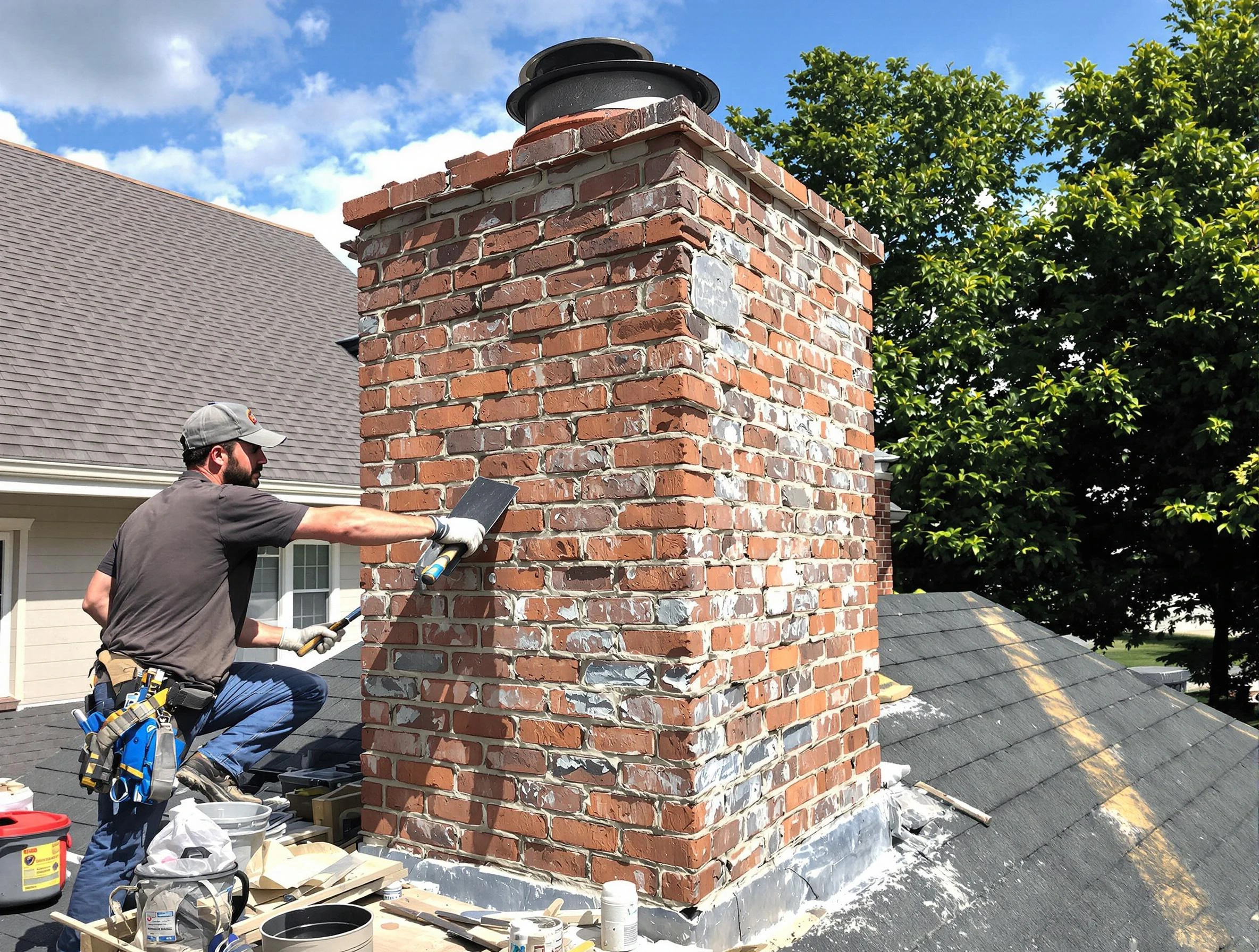 Completed chimney rebuild by Bluffdale Chimney Sweep in Bluffdale, UT